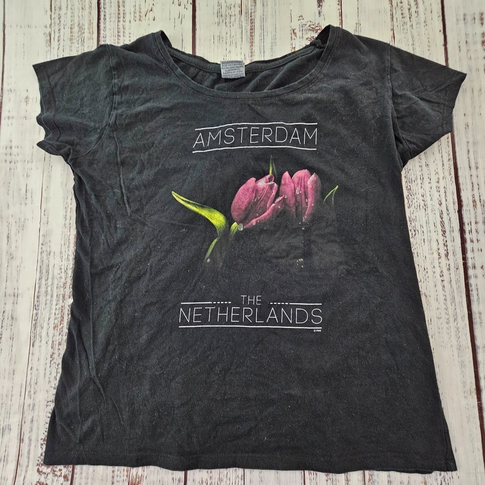 Amsterdam Netherlands Black Short Sleeve‎ Cotton T-Shirt Youth XL